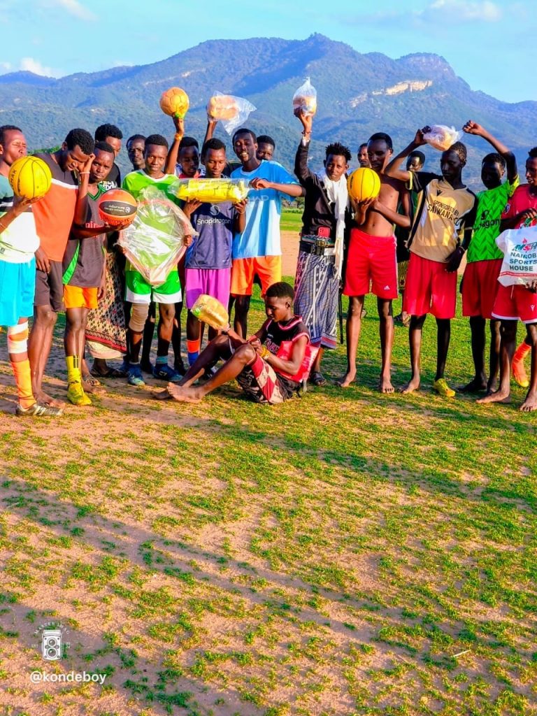 Sports equipment donated to youth at the Ngilai Outreach Centre